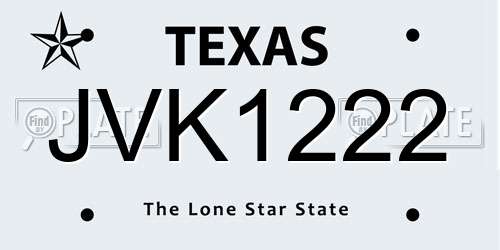 JVK1222 Texas License Plate