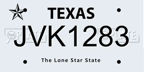 JVK1283 Texas License Plate