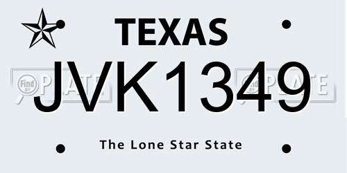 JVK1349 Texas License Plate