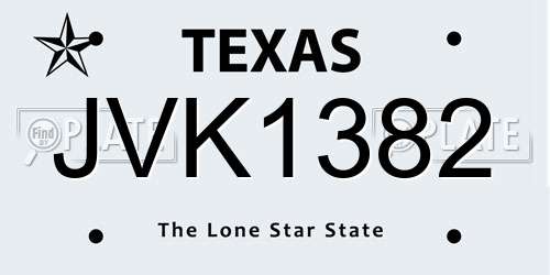JVK1382 Texas License Plate