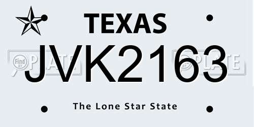 JVK2163 Texas License Plate