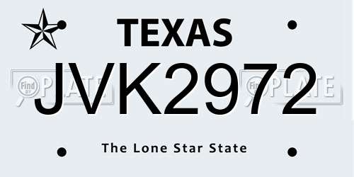JVK2972 Texas License Plate