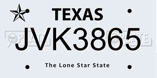 JVK3865 Texas License Plate