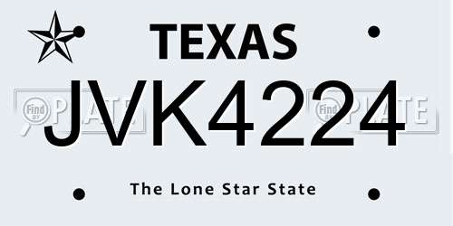 JVK4224 Texas License Plate