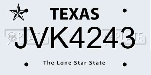 JVK4243 Texas License Plate