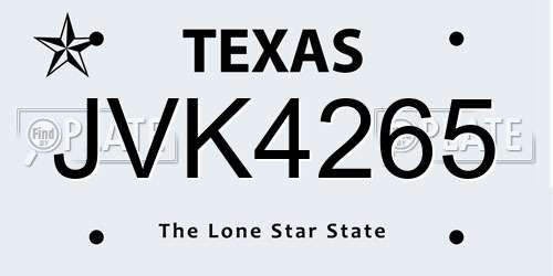 JVK4265 Texas License Plate