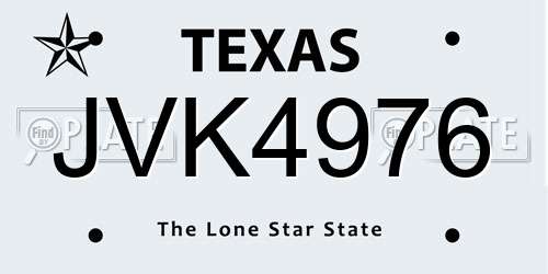 JVK4976 Texas License Plate