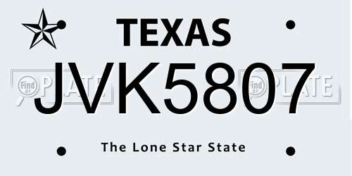 JVK5807 Texas License Plate