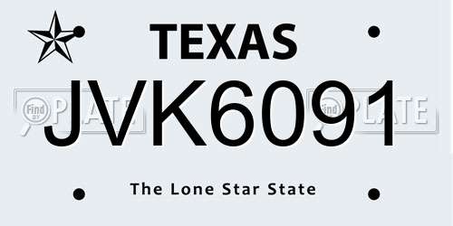 JVK6091 Texas License Plate