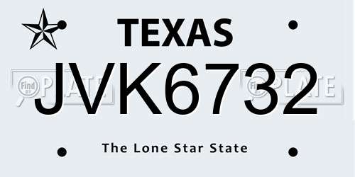 JVK6732 Texas License Plate