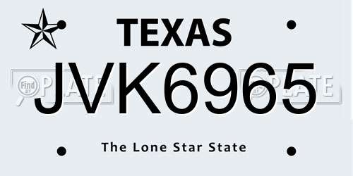 JVK6965 Texas License Plate