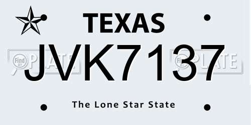 JVK7137 Texas License Plate