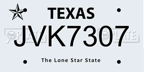 JVK7307 Texas License Plate