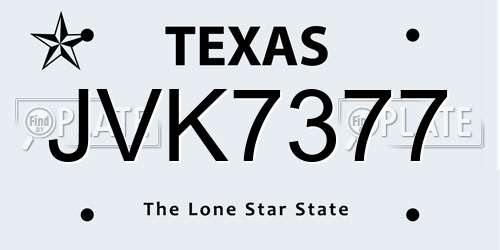 JVK7377 Texas License Plate