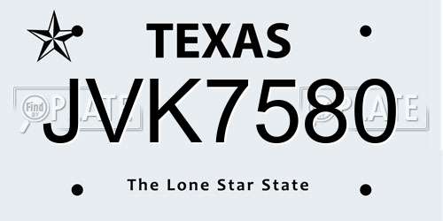 JVK7580 Texas License Plate