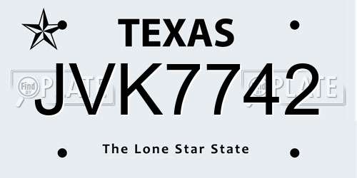 JVK7742 Texas License Plate