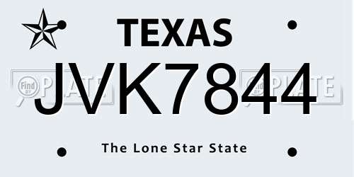 JVK7844 Texas License Plate