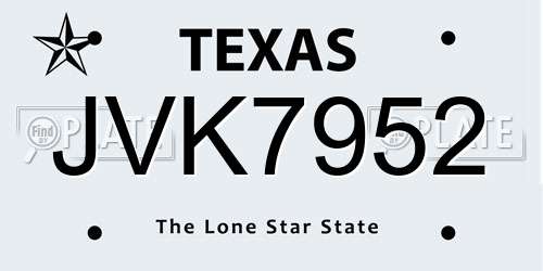 JVK7952 Texas License Plate