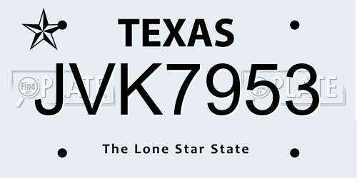 JVK7953 Texas License Plate