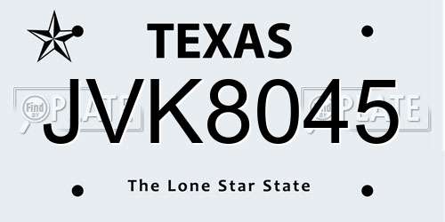 JVK8045 Texas License Plate