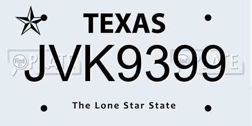 JVK9399 Texas License Plate