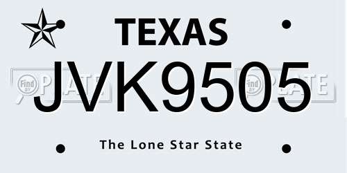 JVK9505 Texas License Plate