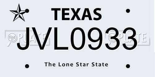 JVL0933 Texas License Plate