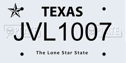 JVL1007 Texas License Plate