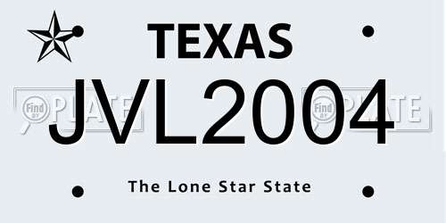 JVL2004 Texas License Plate