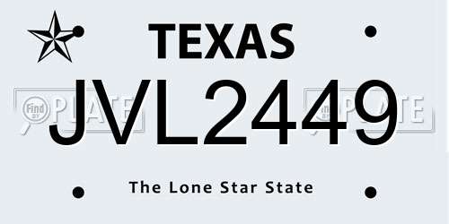 JVL2449 Texas License Plate
