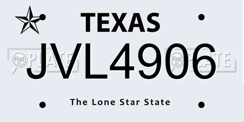 JVL4906 Texas License Plate