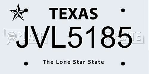 JVL5185 Texas License Plate