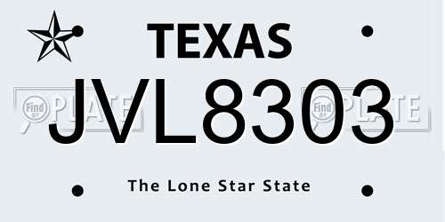 JVL8303 Texas License Plate