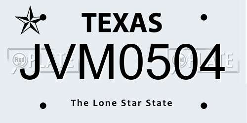 JVM0504 Texas License Plate