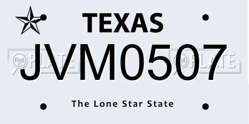 JVM0507 Texas License Plate