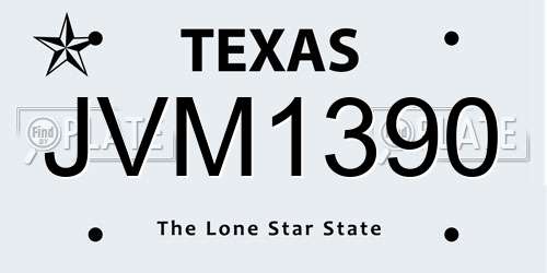 JVM1390 Texas License Plate