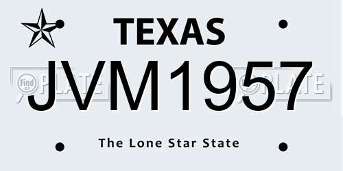 JVM1957 Texas License Plate