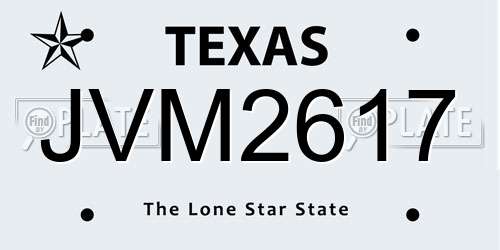 JVM2617 Texas License Plate