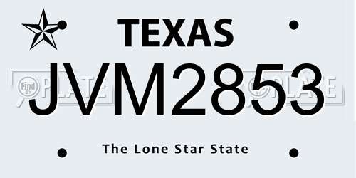 JVM2853 Texas License Plate