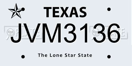 JVM3136 Texas License Plate