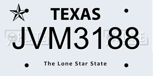 JVM3188 Texas License Plate