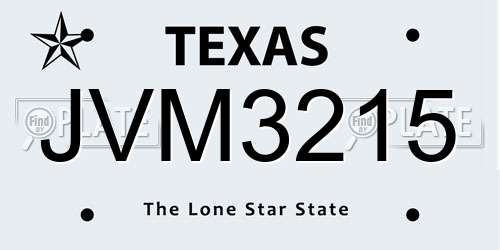JVM3215 Texas License Plate