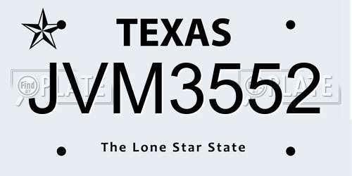 JVM3552 Texas License Plate