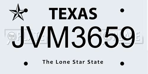 JVM3659 Texas License Plate