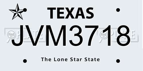 JVM3718 Texas License Plate