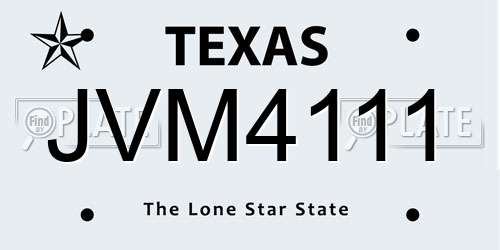 JVM4111 Texas License Plate