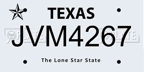 JVM4267 Texas License Plate