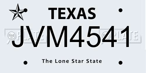 JVM4541 Texas License Plate