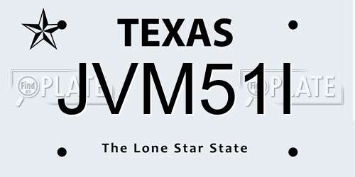 JVM51I Texas License Plate