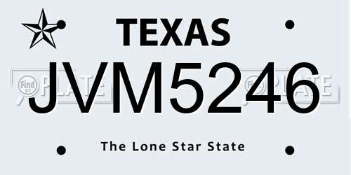 JVM5246 Texas License Plate